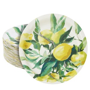 Blue Panda 80-Pack Disposable Lemon Paper Plates for Birthday Party Decorations, Bridal and Baby Showers, 9 In - 1 of 4