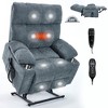 Oversized Chenille Power Lift Recliner Chair with Heat & Massage, Dual Motor Infinite Position, 8-Point Vibration, Lumbar Heating, Cup Holders - 4 of 4