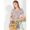 INSPIRE CHIC Women's Floral Print Blouse V Neck Ruffle Hem Tops - 3 of 4