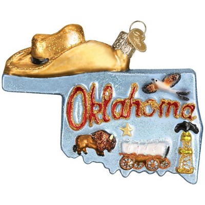 Old World Christmas Glass Blown Ornament for Christmas Tree, State of Oklahoma