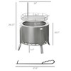 Kumasinova 2-in-1 Smokeless Fire Pit, BBQ Grill,19" Portable Wood Burning Firepit with Cooking Grate&Poker,Smoke Camping Bonfire Stove,Stainless Steel - 3 of 4