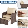 Gustowave 5-Piece Patio Lounge Chair Set With 2 Footstools And Table With Cushions For Balcony, Porch, Garden, And Poolside Lounging - 3 of 4