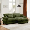 2 Seater Velvet Cloud Sofa with Ottoman, 94" Modern Deep Seat Loveseat with Bolster Arms & Removable Cushions-3irtyhousy - 3 of 4