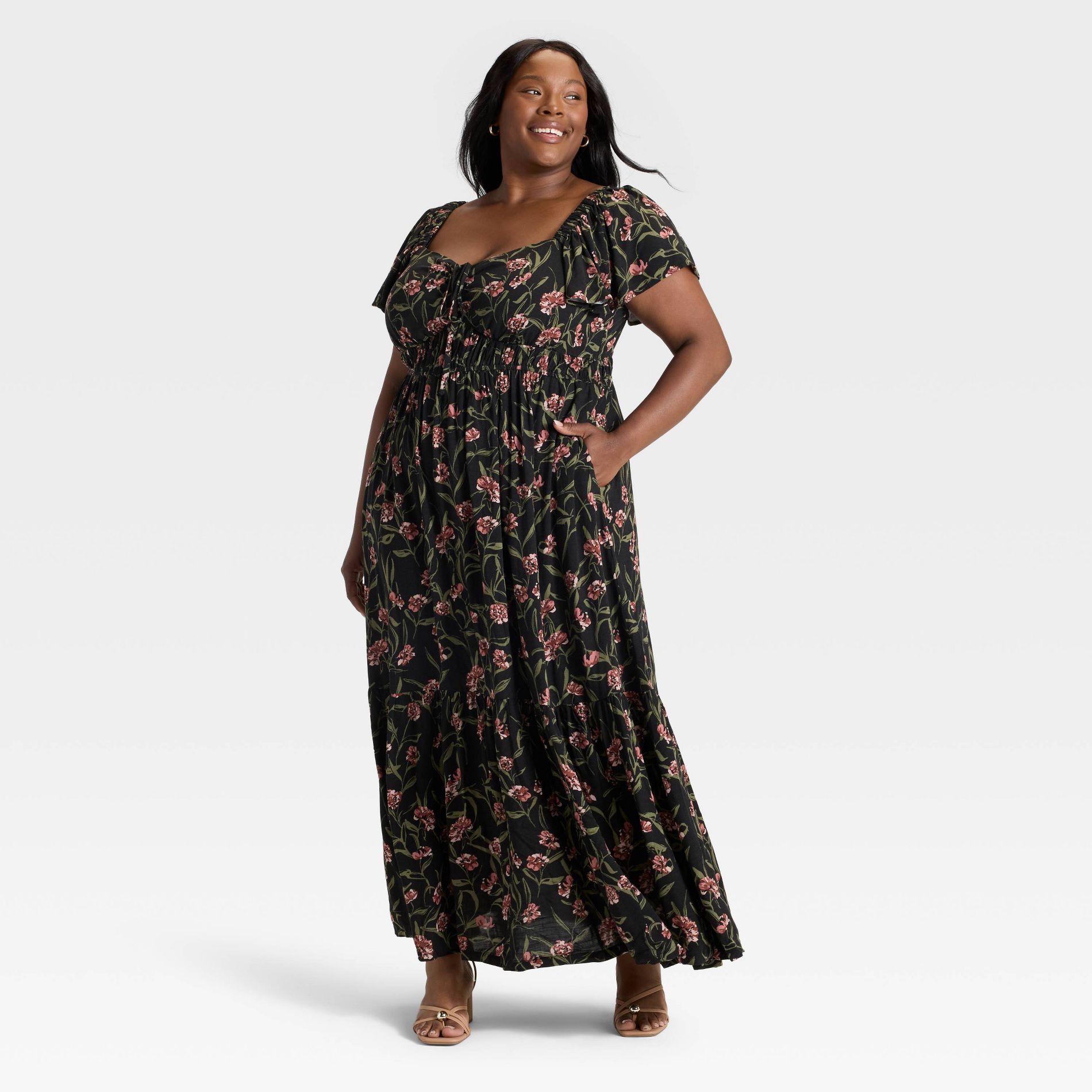 Women's Flutter Short Sleeve Maxi Empire Waist Dress - Ava & Viv™