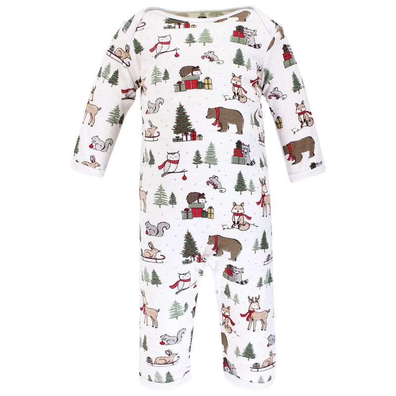 Hudson Baby Unisex Baby Cotton Coveralls, Christmas Forest, 5 of 7