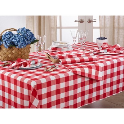 Red and White Buffalo Plaid Cotton Blend Square Napkin Set