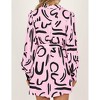 BLUEMING Womens Collar V Neck Striped Shirts Button Down Long Lantern Sleeves Tunic Mini Shirt Dress with Belt - 4 of 4