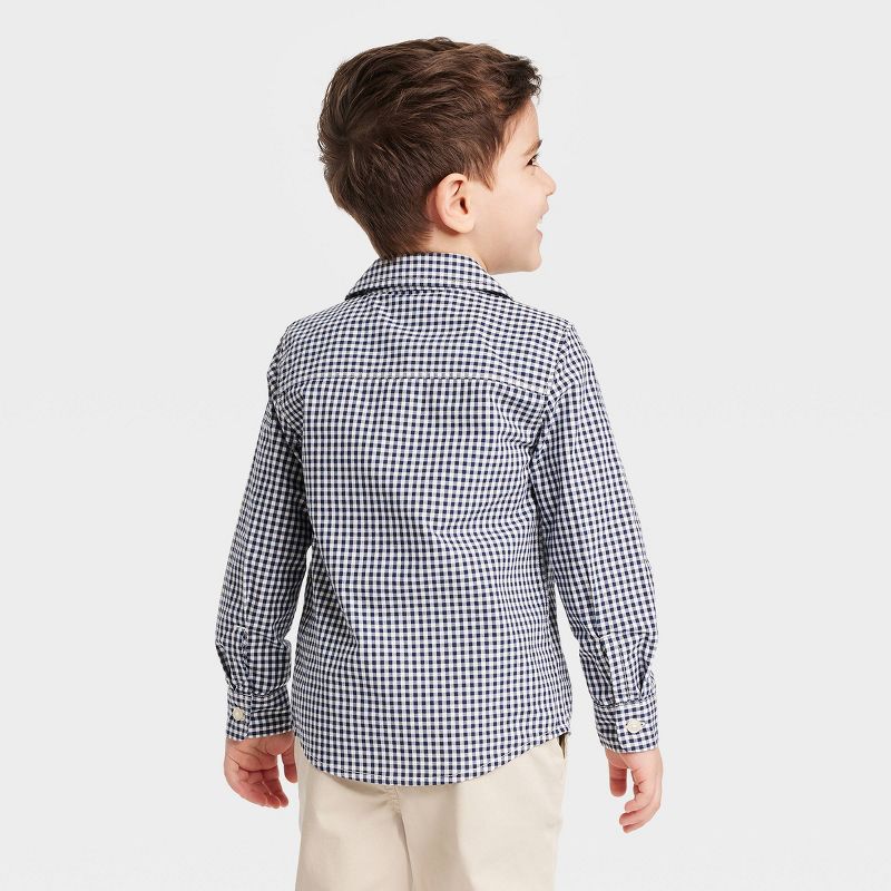 OshKosh B'gosh Toddler Boys' Plaid Long Sleeve Checkered Woven Shirt - Navy Blue, 2 of 4