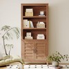 5 Tier Bookshelf with Doors, 71 Inch Tall Wood Farmhouse Bookcase, Space Saving Display Storage Cabinet Accent Cabinet for Living Room Bedroom - 2 of 4