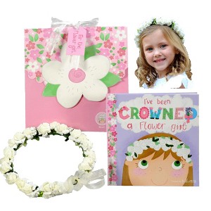 Tickle & Main Flower Girl Gift Set, Flower Girl Proposal, Book with Floral Crown Headband Headpiece in Adorable Gift Box - 1 of 4