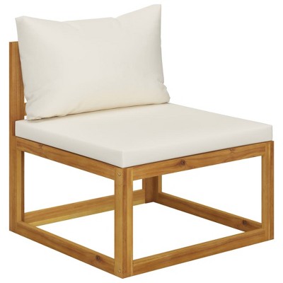 VidaXL Sectional Middle Sofa & Cream White Cushion Solid Acacia Wood