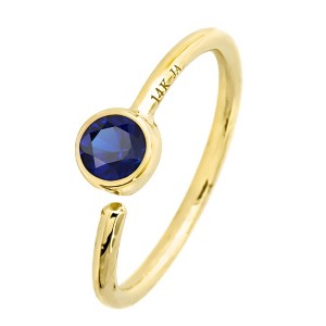 Jewelry Avalanche 20G 14K Gold Bezel Set Blue Sapphire Nose Hoop Ring, 8mm Twist-open - 1 of 3