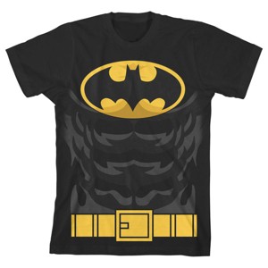 Batman Cosplay Black T-shirt Toddler Boy to Youth Boy - 1 of 3