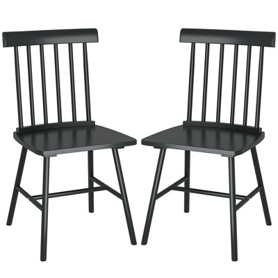 HOMCOM Windsor Dining Chairs Set, Farmhouse Wooden Kitchen Chairs with Rubber Wood Frame, Spindle Back for Dining Room, Living Room