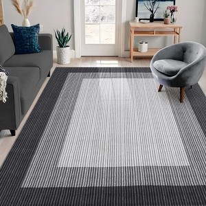 Area Rug, Home Decor Bordered Non-Slip Washable Modern Rug - Pearl Velvet Stain Resistant Carpet for Living Room Bedroom Dining Room Classroom Office - 1 of 4
