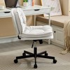 PU Leather Armless-Office Desk Chair with Wheels Cross-Legged for Home Office - 3 of 4