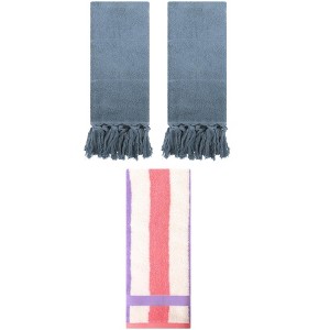 REGALWOVEN 3 Packs Cotton Absorbent Soft Decorative Bathroom Hand Towel Set - 1 of 4