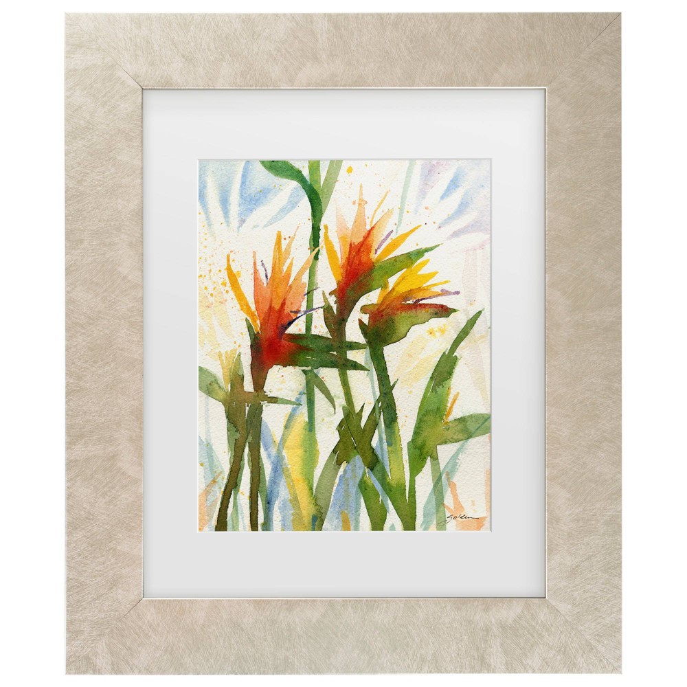 Trademark Fine Art 11"x14" Sheila Golden Birds of Paradise Matted Framed Art Cream