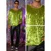 INSPIRE CHIC Men's Vintage Crew Neck Long Sleeves Velvet T-Shirts - 4 of 4