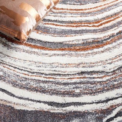 Luxurious Abstract Gray Synthetic Shag Rug 3' x 5'
