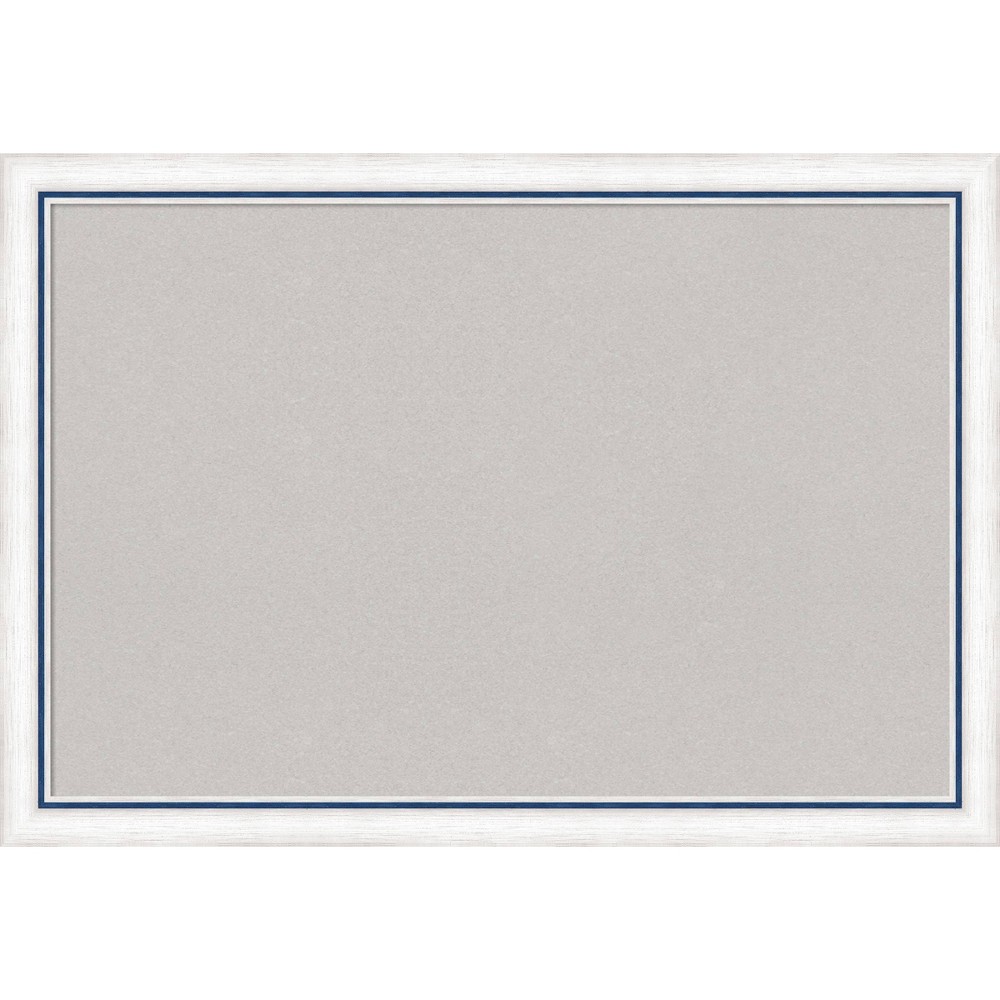 Photos - Dry Erase Board / Flipchart 26"x18" Morgan Wood Frame Gray Cork Board White/Blue - Amanti Art