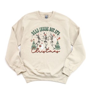 Simply Sage Market Women's Graphic Sweatshirt Dead Inside Christmas Skeletons - 1 of 3