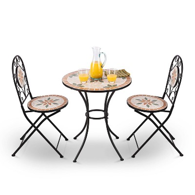 Alpine 3-Piece Mosaic Tile Round Patio Bistro Set