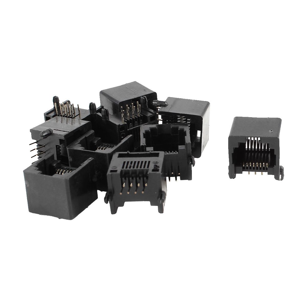 Unique Bargains Plastic Unshielded Black RJ45 PCB Jack Connector 10 Pcs