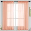 Home Mart Goods Peach Sheer Window Rod Pocket Curtain Set (2 Panels) - 2 of 4