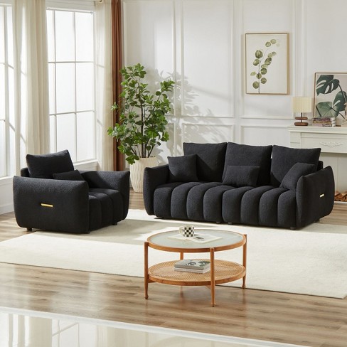 Black Cloud Couch Sectional,4 Seater Sofa Set 3 +1,living Spaces Couch