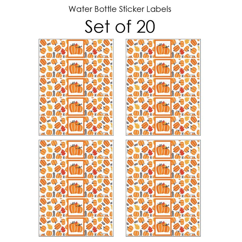 Big Dot of Happiness Fall Pumpkin - Halloween or Thanksgiving Party Water Bottle Sticker Labels - Set of 20, 3 of 6