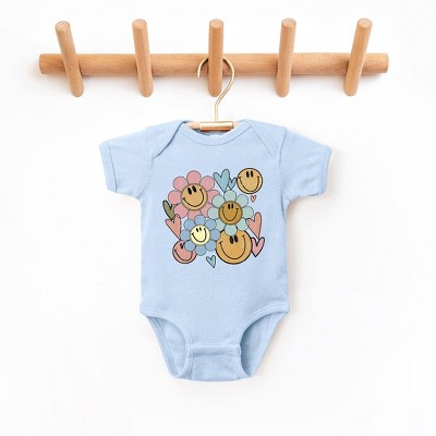 The Juniper Shop Flower Smiley Face Baby Bodysuit