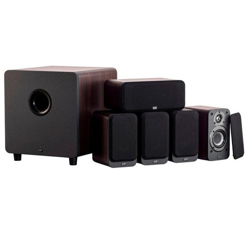 Monoprice HT-35 Premium 5.1-Channel Home Theater System - Espresso, With Powered Subwoofer, Low Profile Speaker Grilles, Secure Mounting Option - image 1 of 4