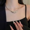 Stainless Steel Tube Choker | Curved Bar Statement Snake Chain Necklace - 3 of 4