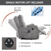 Blue Chenille Single Motor Power Lift Recliner Chair with Massage and Heat for Elderly, Max Reclining Angle 155° - 4 of 4