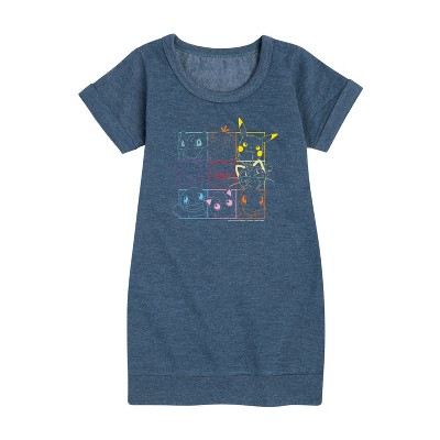 - Pokémon - Pokémon Grid Graphic Short Sleeve Fleece Dress
