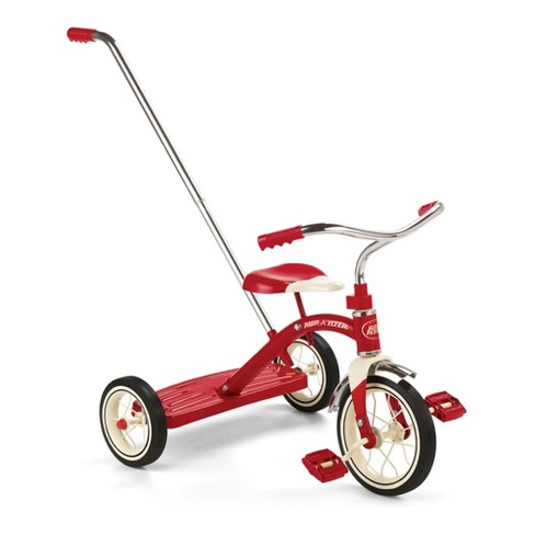 Radio Flyer 34tx Kids Beginner Classic Steel Framed 10 Inch Front Wheel Adjustable Seat Tricycle With 3 Position Push Handle Red Target