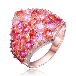 Guili Rose Gold Plated Red Cubic Zirconia Accent Ring, Elegant and Minimalist Design, Perfect for Adding a Touch of Sophistication, Sizes 6, 7, 8 - 1 of 3