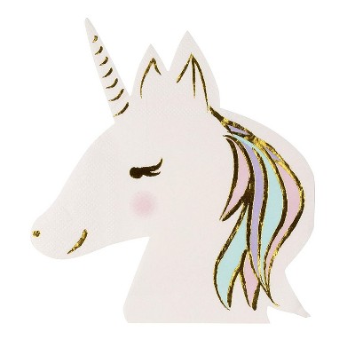 Blue Panda 50-Pack Disposable Paper Napkins Unicorn Party Supplies 6.5"x6.3", Gold Foil