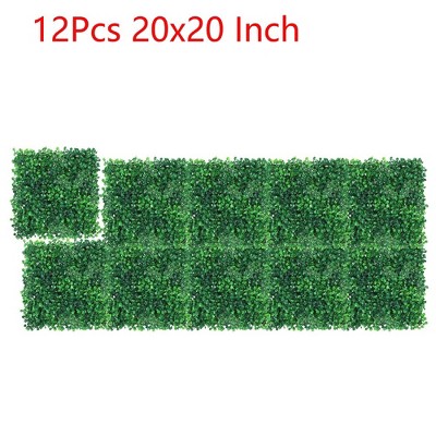 12PCS 20"x20" Grass Wall Artificial Boxwood Panels Wall Hedge Decor With Zip Ties