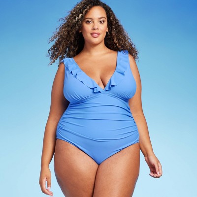  KOJOOIN Women Ruffle High Waisted Women's Swimsuits Two Piece  Bikini Sets Tummy Control Summer Beach Swimsuits 01 10Lake Blue L :  Clothing, Shoes & Jewelry