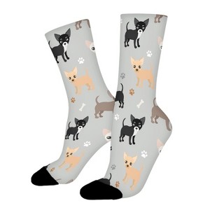 Chihuahua Paws And Bones Women Printed Crew Socks Funny Funky Socks Soft Polyester Novelty Gifts for Artists Men - 1 of 1