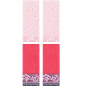 REGALWOVEN 4 Pcs Floral Pattern Soft Absorbent Decorative Hand Towel for Bathroom - 1 of 4