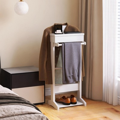 HDZNVF Portable Garment Rack, Clothes Valet Stand with Storage Organizer