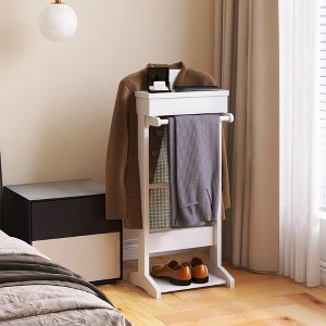 HDZNVF Portable Garment Rack, Clothes Valet Stand with Storage Organizer - 1 of 4