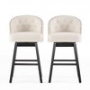 Fabric Armless Barstool (Set of 2) with 360¡ã Swivel, Button-Tufted Back, Nailhead Trim, and Rubberwood Legs for Kitchen Island - 3 of 4