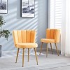 Modern Dining Chair Set of 2, with Iron Tube Wood Color Legs, Shorthair Cushions and Comfortable Backrest, for Dining Room, Living Room, Cafe - 3 of 4