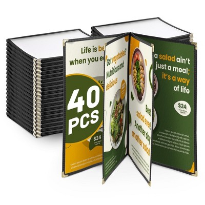 WeChef 40 Pack Restaurant Menu Covers 8.5 x 11" Book Style 4 Pages 8 Views