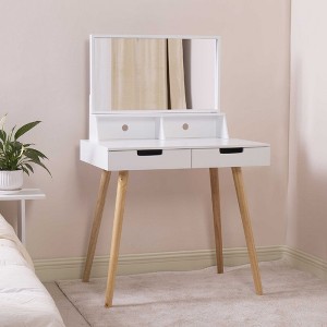 Infurnic Desks, Vanity Desk with Mirror and Adjustable Cabinet, Modern Makeup Table with 3 Drawers for Bedroom, White, 27.7"*19.6"*52.95" - 1 of 4