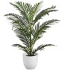 Vynxaria Artificial Plant, 28" Tall, Palm Tree, Indoor, Faux, Fake, Floor, Greenery, Potted, Real Touch, Decorative, Green Leaves, White Pot - 3 of 4